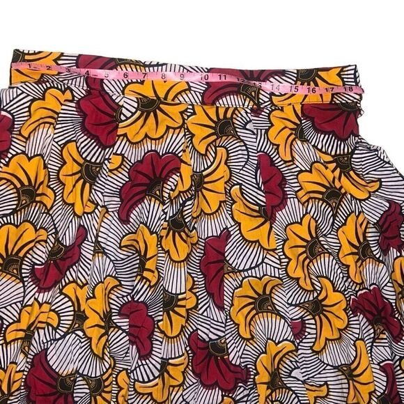 Francis + Benedict A-Line African Print Floral Maxi Skirt Pleated Sz L Large - Picture 7 of 8